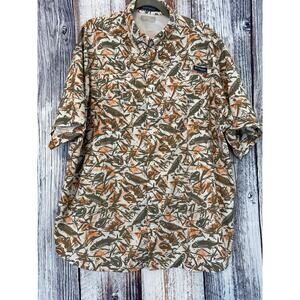 Columbia PFG Short Sleeve Mens 3XL Super Tamiami Fish Design